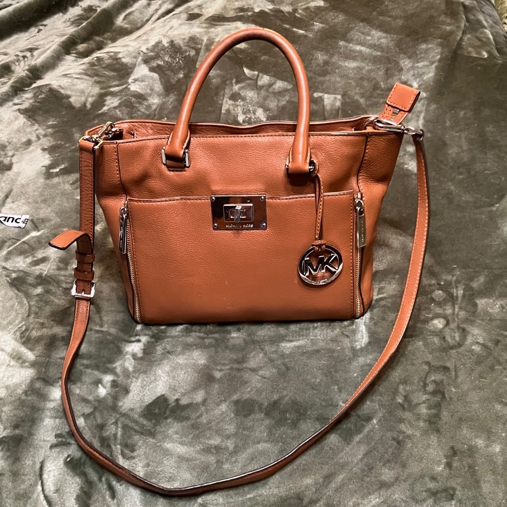 Michael Kors sloan convertible satchel cognac Brown
